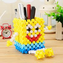 DIY handmade beaded pen holder material bag storage box SpongeBob KT cat cute bear send video tutorial gift