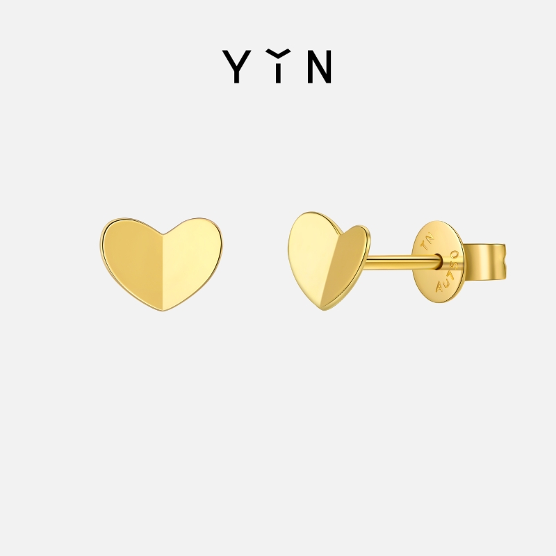 YINシリーズの折り紙ハッピーイヤリング18Kゴールドオリジナルラブニッチイヤリングガールフレンドへのギフトとして
