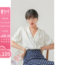 Farth Luffany style Dont make shirt woman Summer new 2022 Design sense Little crowdsourced short sleeves Loose Temperament White Blouse
