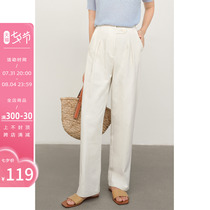 Fascia French style straight tube pants children Summer new high waist design Feel Small Crowd Loose Slim white casual long pants