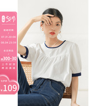 Fascia White Slim Fit Jacket Woman Summer New Short Sleeve Design Sensation Relaxed Temperament Style Bubble Sleeve Shirt