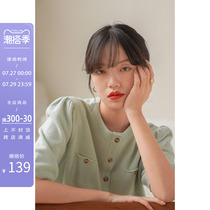 Farth Luffany style retro-knitted sweatshirt female summer half sleeve 2022 new design sensation small crowd loot shorts blouses