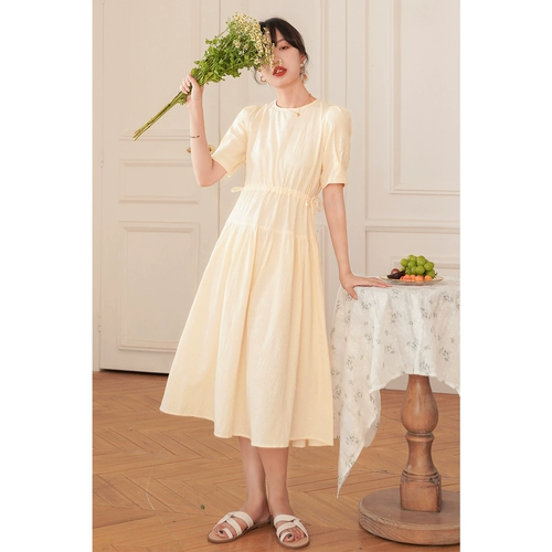 法丝璐 Ретро приталенное платье, корсет, длинная юбка, французский ретро стиль, короткий рукав