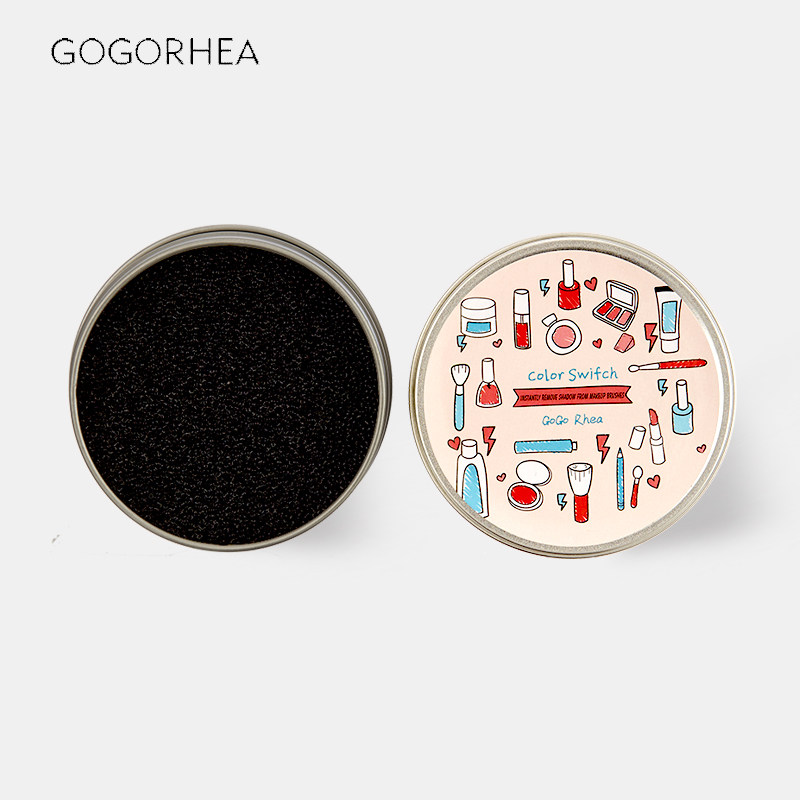 RHEA) 3 s washing eye shadow brush dry cleaning sponge iron case for changing color afterpowder replacement washing tool