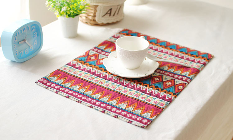 Thái sọc bảng mat bàn ăn vải placemat red blue retro tính năng phong cách dân tộc bữa ăn mat trà mat