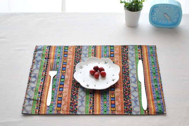 Thái sọc bảng mat bàn ăn vải placemat red blue retro tính năng phong cách dân tộc bữa ăn mat trà mat