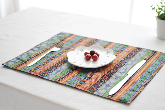 Thái sọc bảng mat bàn ăn vải placemat red blue retro tính năng phong cách dân tộc bữa ăn mat trà mat