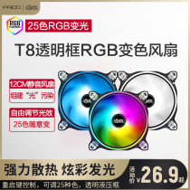 Peninsula iron box T8 transparent frame RGB adjustable 25 kinds of color changing 12CM desktop computer chassis fan mute cooling