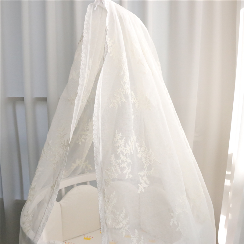 Giường cũi cho bé yêu giường tròn hình bầu dục công chúa gió thêu gạc rèm gạc nhẹ nhàng giường tại chỗ màn che giường ngủ