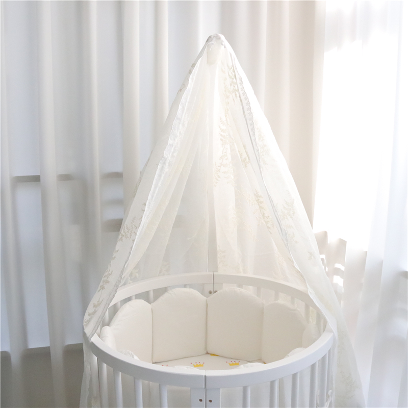 Giường cũi cho bé yêu giường tròn hình bầu dục công chúa gió thêu gạc rèm gạc nhẹ nhàng giường tại chỗ màn che giường ngủ