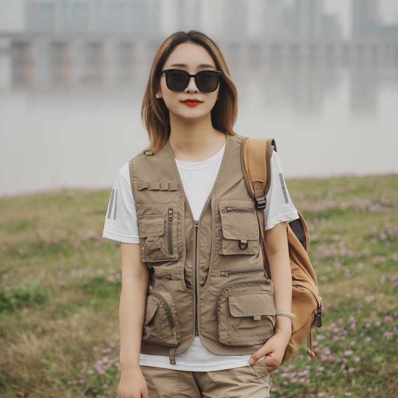 New Summer Thin Men's Vest Outdoor Casual Multi-Pocket Work Vest Middle-Aged and Elderly Waistcoat Camera Vest