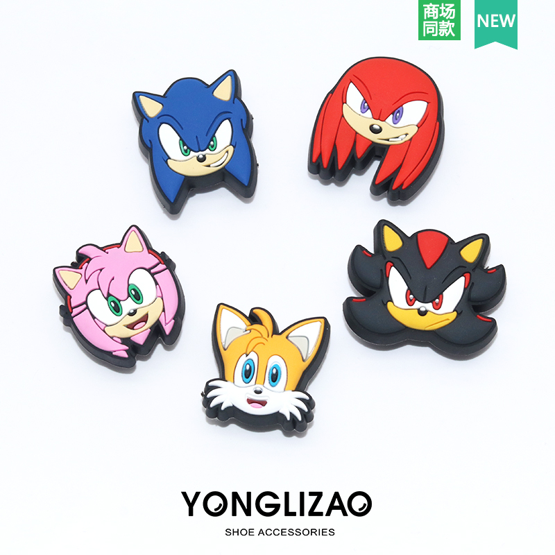New Crocs Accessories Hole Shoe Charms Shoe Decorations Cartoon Sonic the Hedgehog Shoe Buckle Accessories Crocs