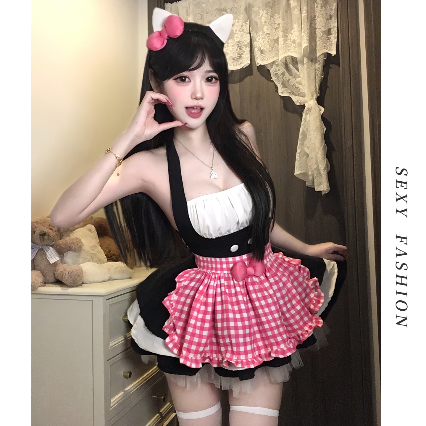 Японская милая кошечка горничная в униформе sweet pure desire wind qqny сексуальное платье-костюм горничной