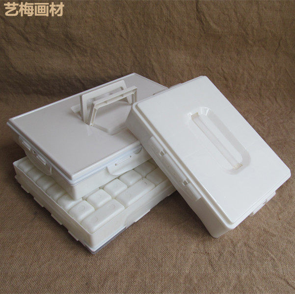 Gouache paint box with carry-on hard cover 24 565 35 42 grid anti-color leakage seal type enlarged watercolor palette box