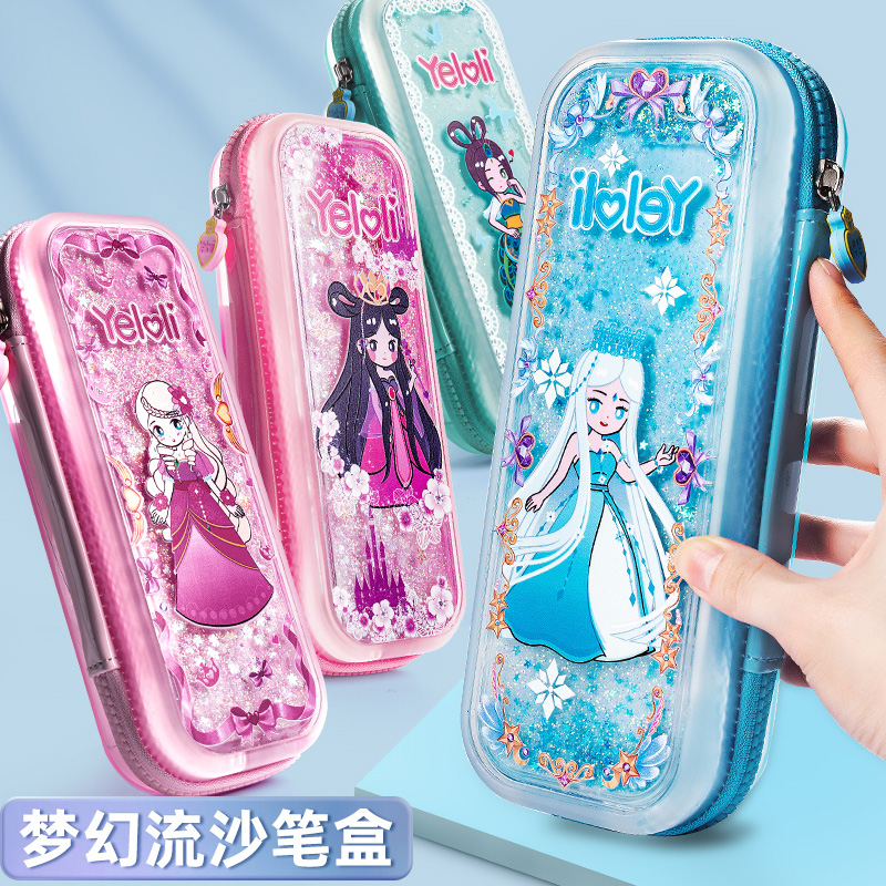 Leaf Rolizu Sand Pencil Case Girl Beginner Primary School Children Kindergarten Children 2021 New Han Jane Approximately Multifunction Lead Pencil Case Large Capacity Advanced Web Red Cute Fairy Girl Heart Pen Bag