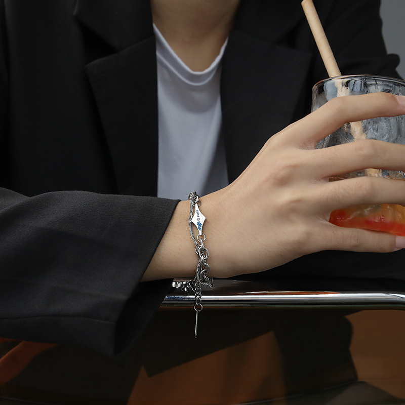 Titanium Steel Lava Bracelet for Men, Trendy, High-End, Niche Men's Style, Student Fashion Bracelet, Versatile, Personalized Men's Jewelry