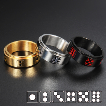 360 degree rotatable dice ring male titanium steel fashion Japanese and Korean version trendsetter male student single personality index finger ring