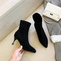 Womens boots 2020 Autumn and Winter new short boots high heel womens shoes thin heel short boots autumn shoes plus Velvet