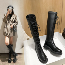 2020 Autumn and winter womens boots womens knee-high all-match thin Martin boots boots with straps high-barrel Knight boots