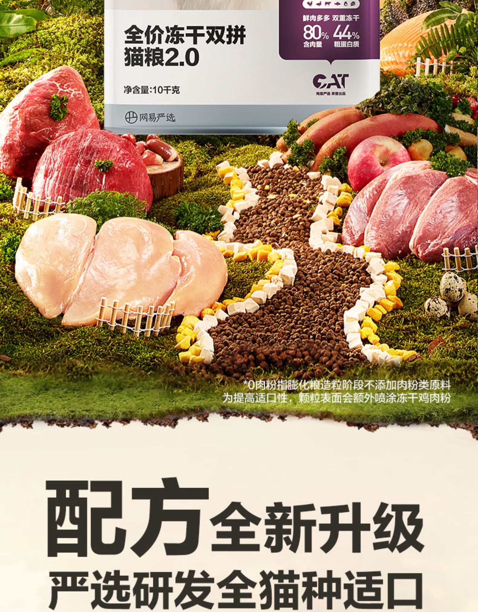 网易严选 冻干双拼全阶段猫粮2.0升级版 10kg+猫罐头12个 凑单到手396元包邮 值值值-买手聚集的地方