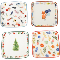 NetEase carefully selects household bone plates ceramic dinner plates fruit snack plates snack plates small square plates dried fruit plates 4 packs