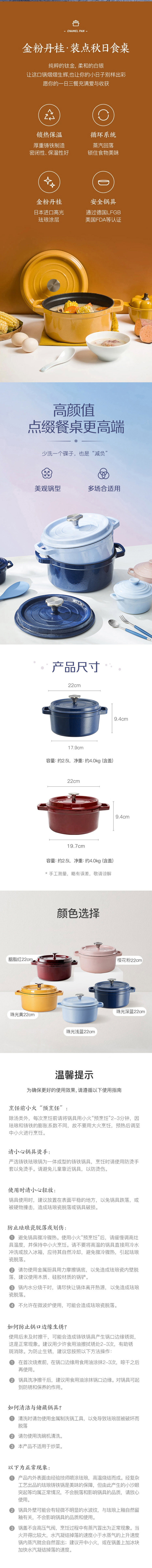 网易严选 珐琅铸铁锅 高密闭性快熟锅 22cm/2.5L 图2