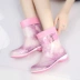 Giày ống thời trang nữ đi mưa nữ Giày nữ mưa nước ấm giày mưa chống trượt mùa xuân, hè, thu, đông có thể thêm giày cao su nhung
