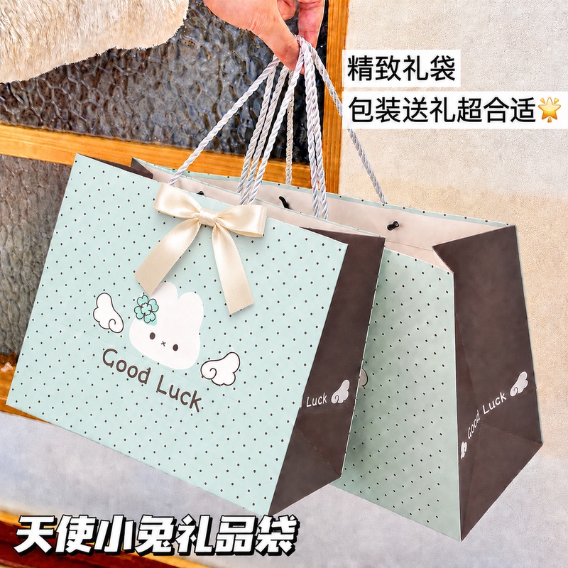 New Angel Bunny Gift Bag ins Stylish and Beautiful Handbag Children's Day Exquisite Thickened Large Capacity Gift Bag