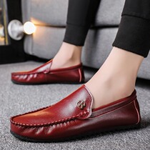 Spring new beanie shoes mens red trend summer breathable casual pedal shoes mens driving shoes soft sole