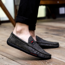 Driving shoes men 2021 new mens Doudou shoes spring Korean version of the wild British trend leather lazy shoes summer