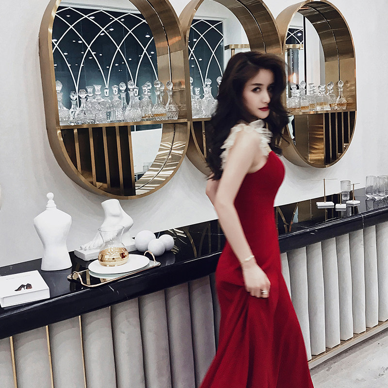 Toast clothing bride 2020 spring Korean version of the wedding red small dress fairy engagement dress back to the door small dress