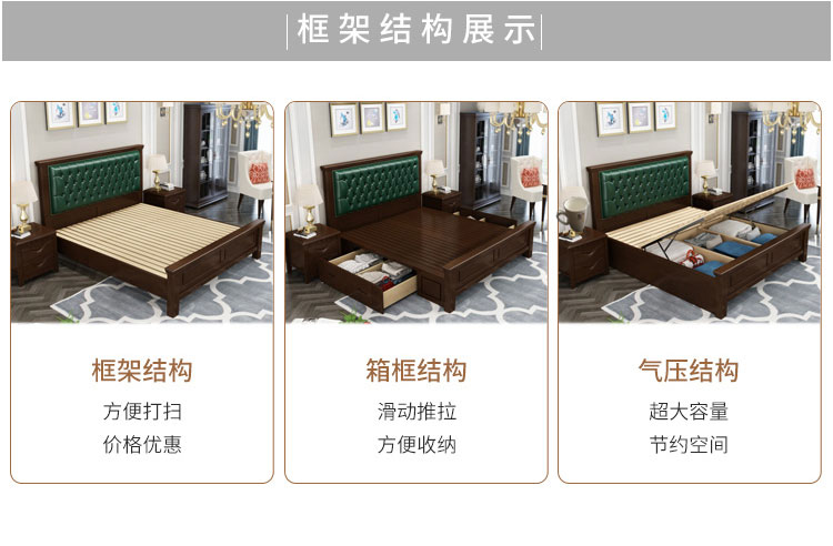 giường gỗ Mỹ hiện đại giường nhỏ gọn Thạc sĩ trắng đúp hôn nhân 1,5 / 1,8 m giường mềm mại của giường mềm lưu trữ gói - Giường sofa giường gỗ thông minh