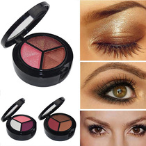 Three-color eye shadow multi-color micro-Flash Pearl beginner gold brown coffee earth color girl eye shadow disc portable matte