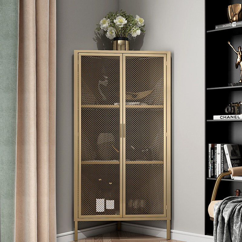 European-style bedroom turning corner cabinet wall triangular storage cabinet living room light luxury low vertical cabinet dining cabinet fall art