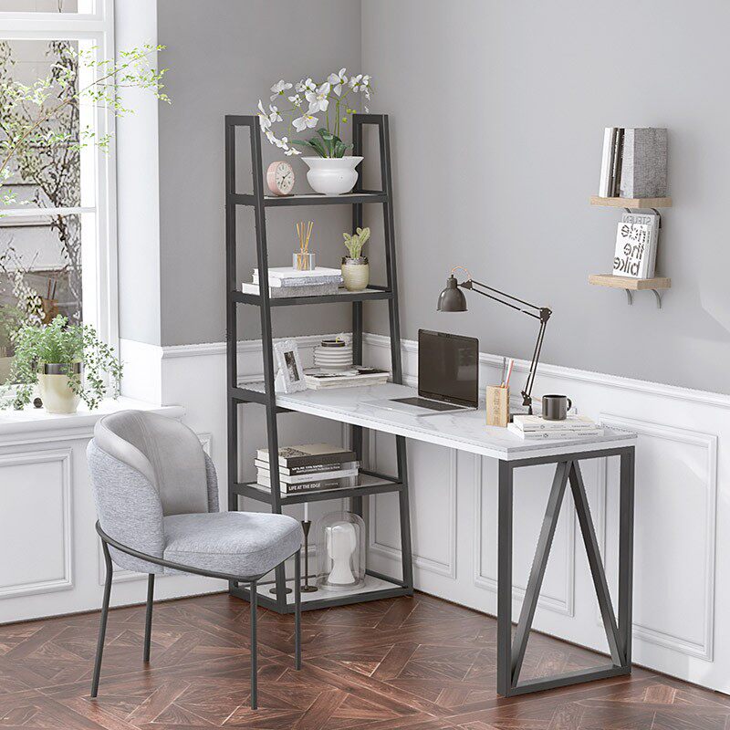 Slate desk bookshelf one middle school student bedroom wrought iron table home bookcase ins net red minimalist shelf