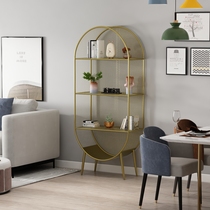 Living room floor combination bookcase integrated by wall light and luxurious shelf modern minimalist home short stand Nordic iron art