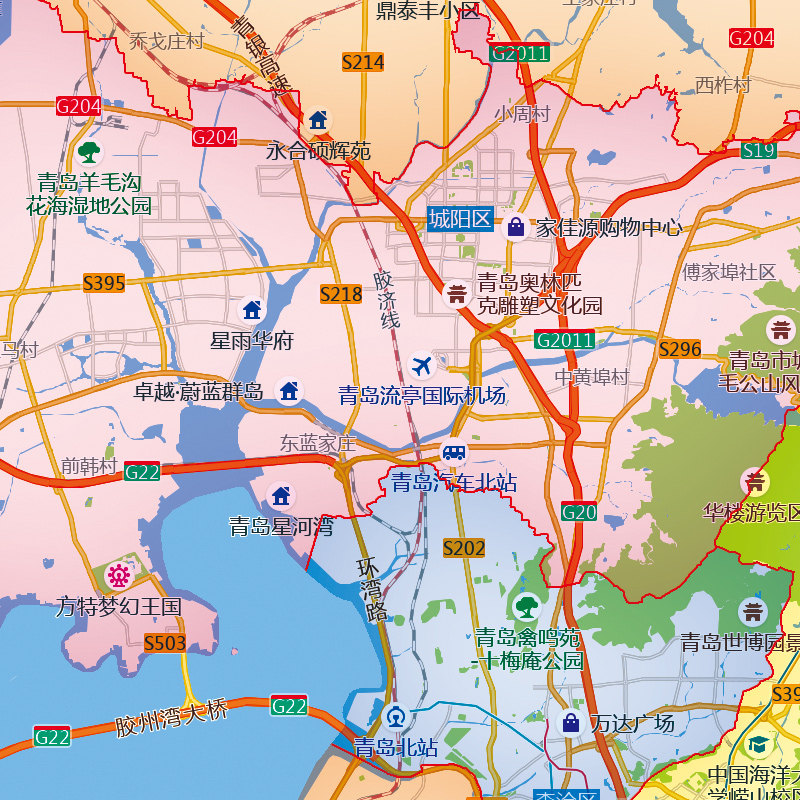 [USD 55.79] A new 2022 customized poster of the map of Qingdao City can ...