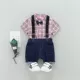 Cô gái mùa hè áo sơ mi dây treo quần short phù hợp với 2019 phiên bản mới của Hàn Quốc quần áo trẻ em mùa hè nam quần áo giản dị - Áo sơ mi