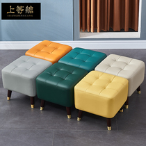 Light luxury leather sofa stool home door change shoe stool living room foot rest home shoes makeup low stool first layer cowhide