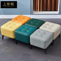 Leather Nordic shoe changing stool low stool home door leather stool fashion shoe stool living room wearing shoe stool footrest makeup stool