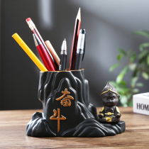悟空 Ceramic pen holder Creative fashion cute retro Chinese style student desktop office personality simple ornaments