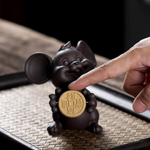 Lucky Purple Sand small fortune mouse ornaments boutique can raise Orangutan tea pet tea play tea table Tea table Home living room small ornaments