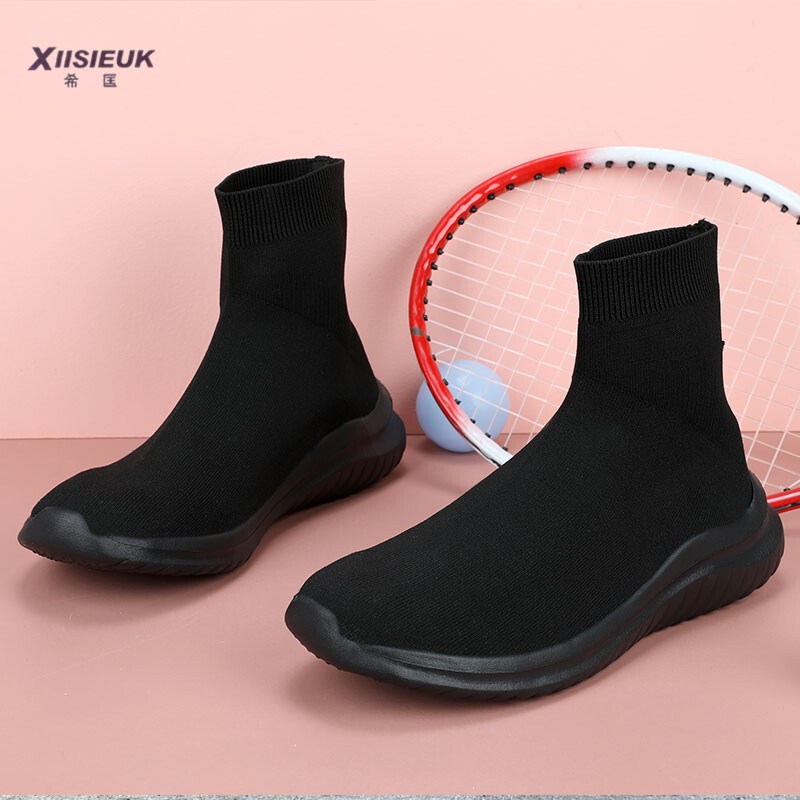 Old Beijing Cloth Shoes for Men, Summer High-Waisted Knitted Elastic Sock Shoes, High-Top Canvas Dust-Proof Sports Casual Slip-On Shoes