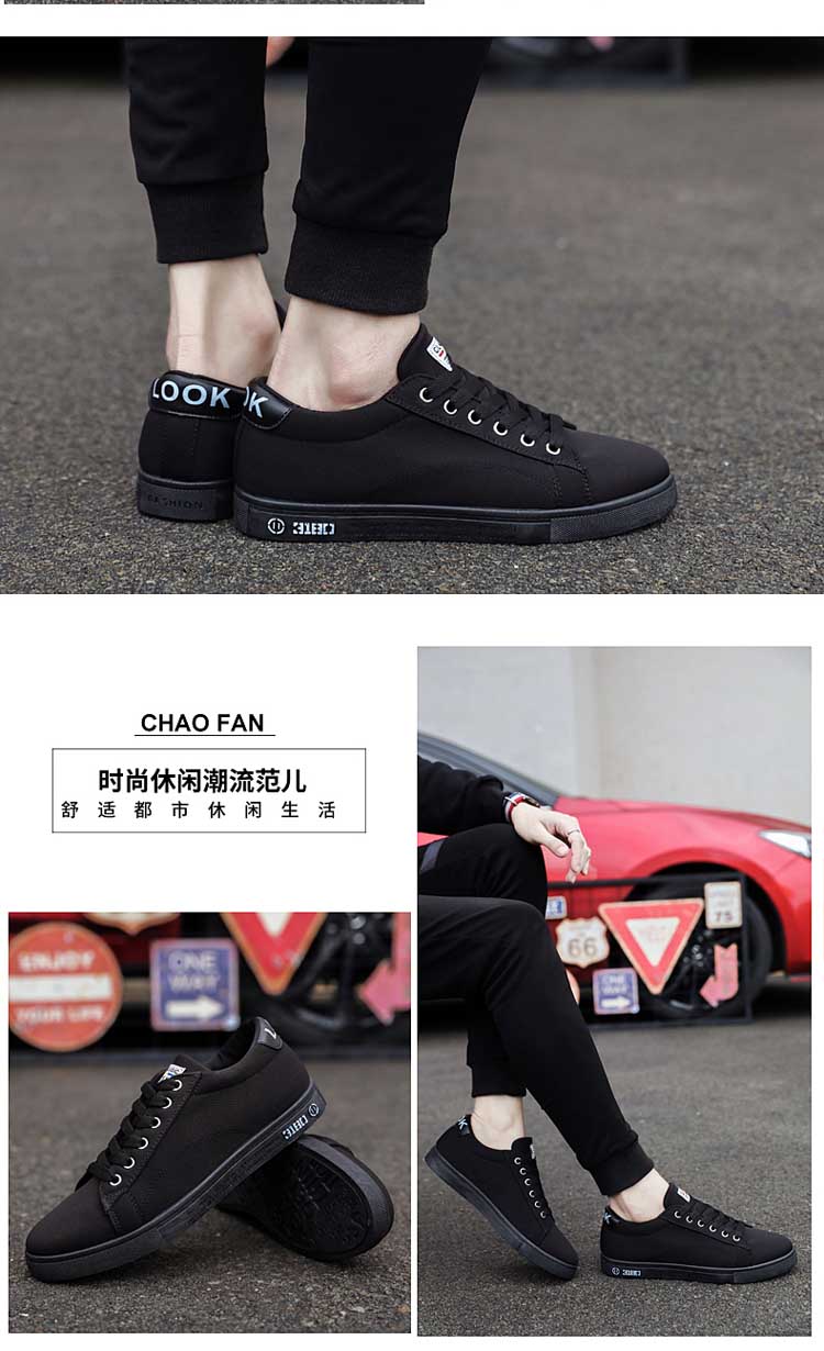 Phiên bản Hàn Quốc của giày nhỏ màu đen nam tất cả màu đen giày vải thông thường nam màu đen thuần công sở giày thủy triều cũ giầy thể thao nam puma chính hãng