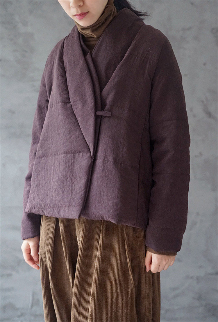 Winter Chinese-style slanted lapel cross-collar warm cotton-padded jacket original buckle niche retro national style casual tea clothes padded jacket women