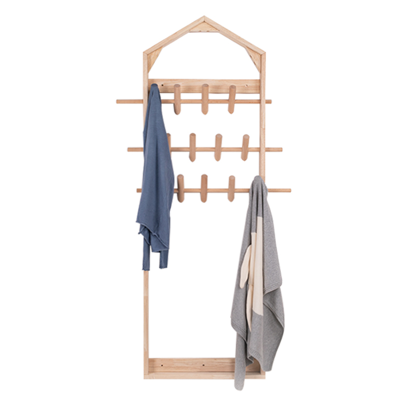 Clothes hat rack wall-mounted solid wood clothes hat rack Nordic ins net red small house hanging clothes hanger wall-mounted wall clothes hat rack