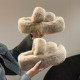 High-end thick-soled increased 7CM furry slippers for women's outer wear 2024 spring and autumn new office home cotton slippers