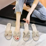 Летние тапочки, обувь, универсальные пляжные слайдеры из жемчуга, в стиле Шанель, мягкая подошва