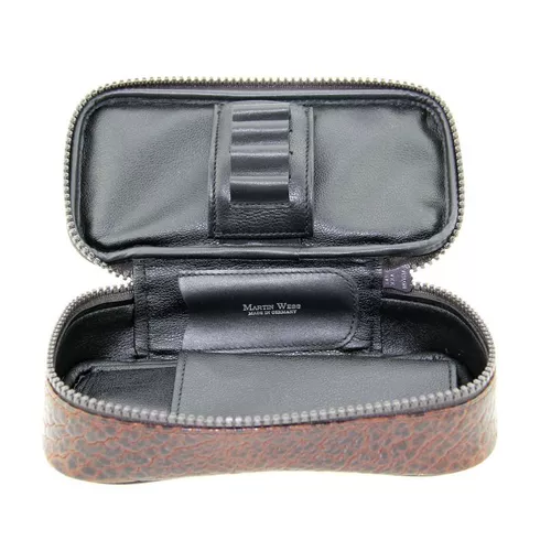 Импортная немецкая сумка для трубки Martin Wess из кожи американского бизона BP9-2 коричневая двойная трубка