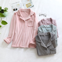 Island velvet one pajamas womens coat autumn and winter coral velvet flannel long sleeve warm home clothing loose size